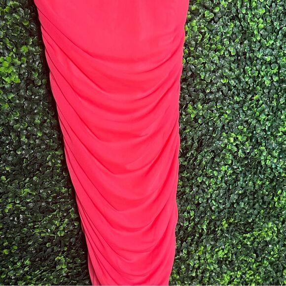 Guess Halter Ruched Hot Pink Barbie V Neck Dress Sz M - Picture 7 of 9
